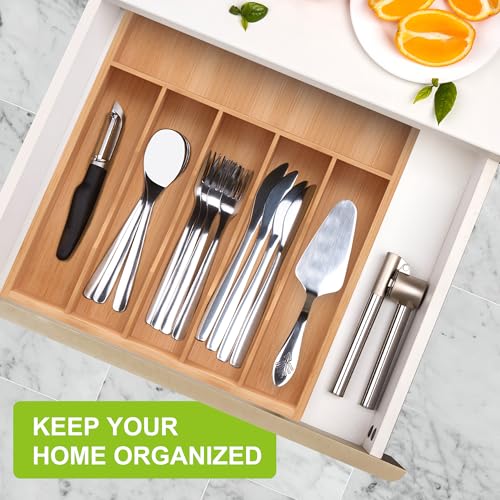 Unibambou Bamboo Utensil Drawer Organizer, Silverware Tray Organizer, Kitchen Drawer Organizer for Flatware Cutlery, Silverware Tray for Drawer (brown, Large 16.5x12.3 Inch) - Image 5