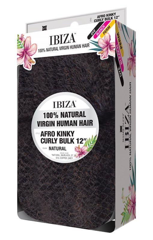 Shake-N-Go Natural Virgin Human Hair Afro Kinky Curly Bulk 12" (Color: GREY)