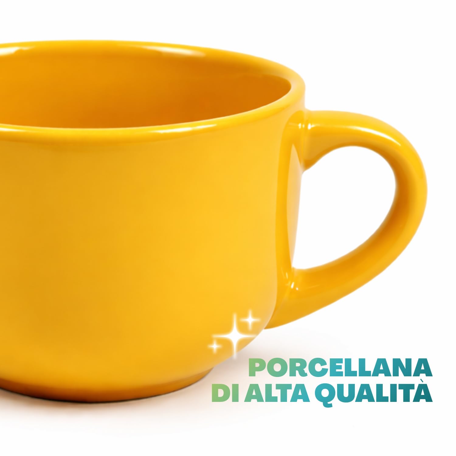 PALUPLUS 4 Tazze da Colazione in Porcellana 450 ml, Lavabili in Lavastoviglie, per Microonde