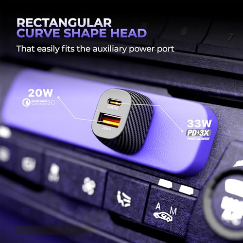 Image of DR VAKU TROSVOLT 53W Car Charger Fast Charging Dual Port Type C PD QC PPS 3.0 USB Car Mobile Laptop Adapter for iPhone 17 /16 /15 /14 /13 etc., Samsung All Series, Tablets, & Android Smartphones- Black