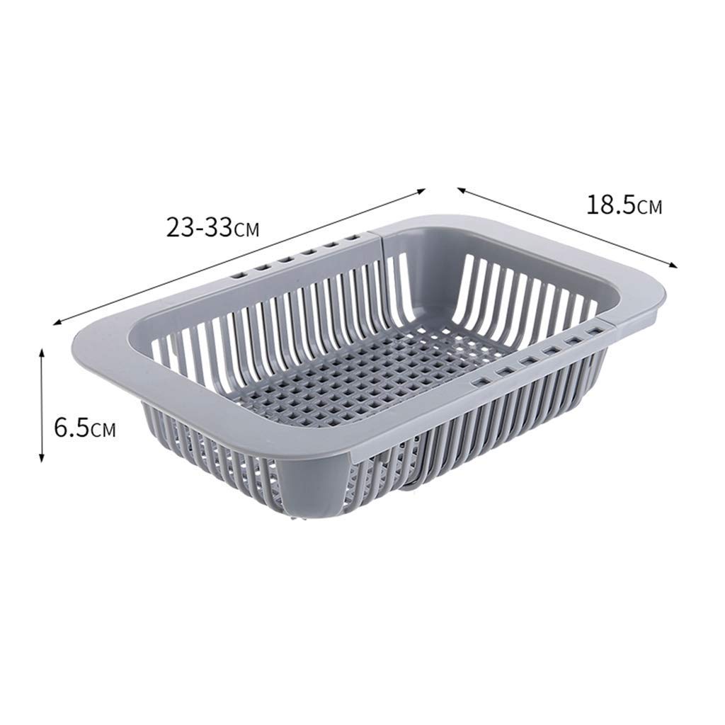 Escurridor rectangular de plástico ABS extensible para frutas y verduras 23 x 18,5 x 6,5 cm