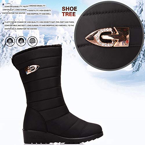 MIOKE Women's Waterproof Rain Mid Wide Calf Snow Boots Warm Fur Lightweight Slip On Winter Cold Weather Boot4