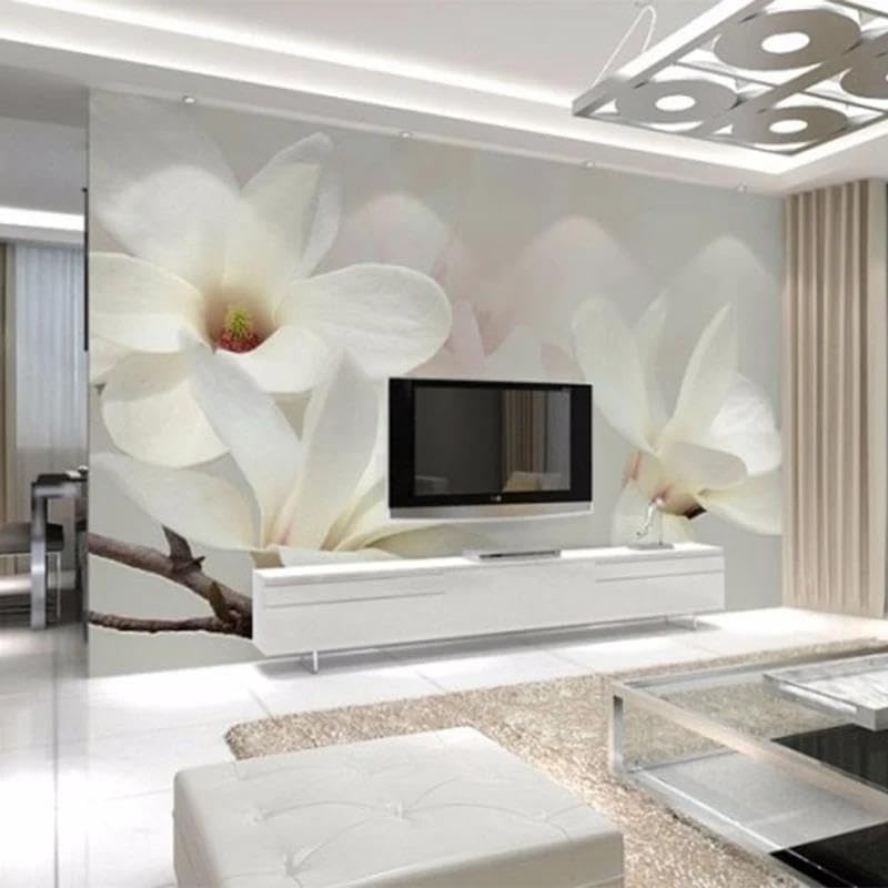 Papier peint panoramique 3D fleurs blanches en PVC autocollant pour salon