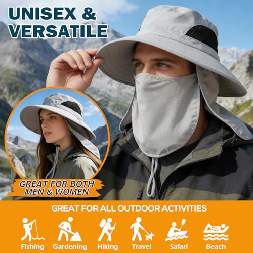 Image of Wide Brim Sun Bucket Hat, Waterproof Boonie Hat for Men & Women | UPF 50+ UV Protection, Adjustable Fit, Chin Strap & Sweatband, Foldable Durable for Fishing Hiking Garden Beach