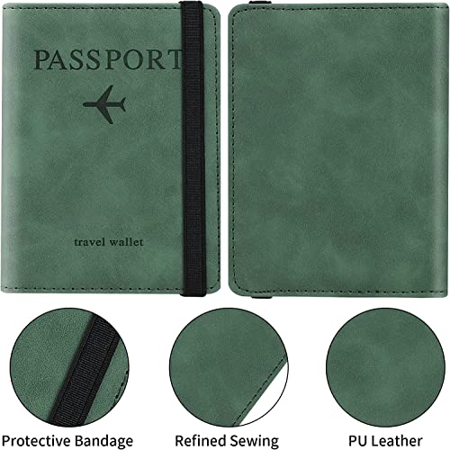 Image of House of Quirk Passport Holder Cover Travel Wallet Organiser, Passport Case with RFID Blocking, PU Leather Travel Document Holder (Green)