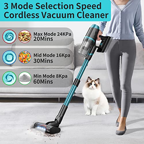 Orfeld Cordless Vacuum Cleaner,24Kpa Powerful Stick Vacuum Cordless Rechargeable,Up To 60 Mins Runtime Lightweight Vacuum,6 In 1 Battery Quiet Vacuum For Hardwood Floor,Carpet,Pet Hair #TOP3