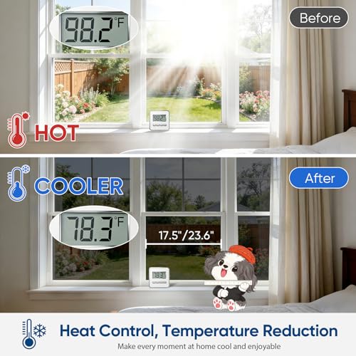 Image of SUNBABY Window Tint for Home, One Way Privacy Film Heat & UV Blocking, Static Cling No Glue Renter Friendly Cover for Home Bedroom, Office & Sliding Glass Door, 17.5 x 78.7 Inch with 3 Tools, Black