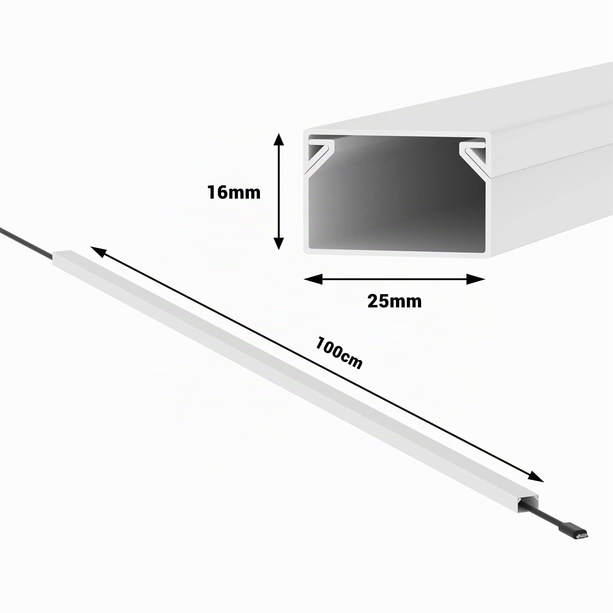 Cilson - Goulotte autocollante - 2,5 x 1,6 x 100 cm - 10 m/10 x 1 m - Blanc - Avec bande adhésive - Différentes tailles