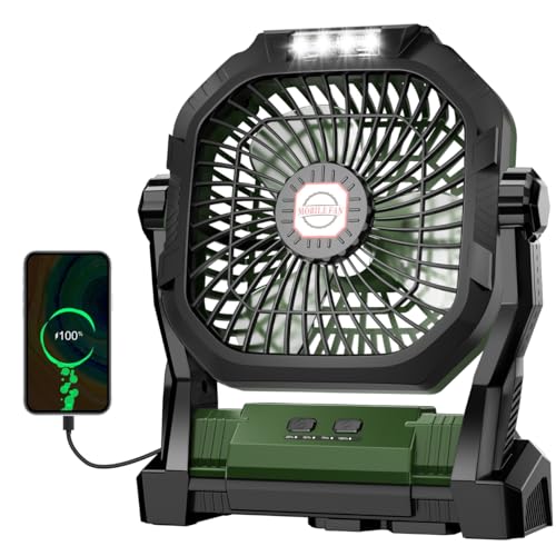 Camping Fan Rechargeable, 20000mAh Battery Powered Portable Fan with LED