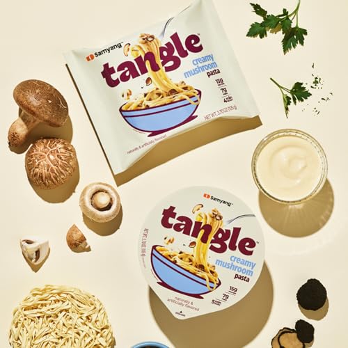 Image of Samyang Tangle Creamy Mushroom Linguine Truffle and Shiitake Flavor Savory Non-Spicy Sauce Air Dried Noodle Quick Microwave Meal 3.70 oz (Pack of 6)