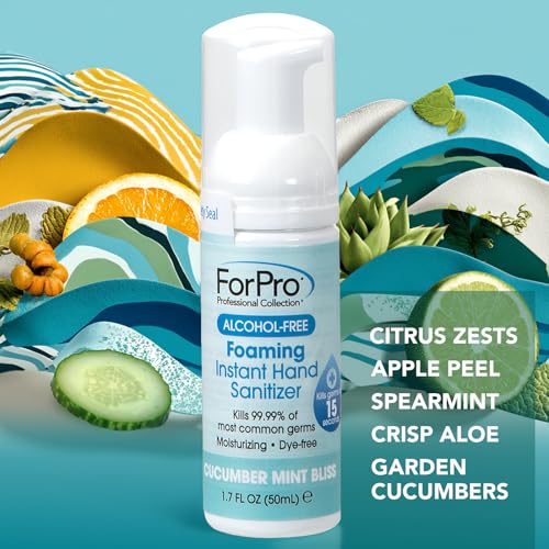 Image of ForPro Alcohol-Free Foaming Instant Hand Sanitizer, 1.7 Fl Oz - Moisturizing, Dye-Free Formula, Cucumber Mint Bliss Scent