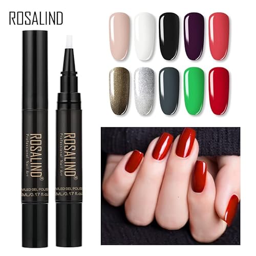 Rosalind Nail Gel Polish Pen (5Ml, Rk01-18), Black, 1, 1.0 Fl Oz (Rk01-Rk18) #TOP2