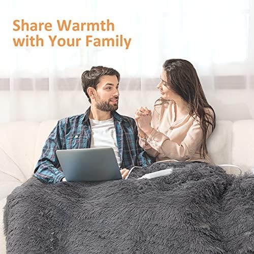 Sted Heated Blanket, Electrical Blanket Queen Dimension, 10 Warmth & 12 Time Settings Heating Blanket, Fake Fur Heated Throw Blanket with LCD Show, Overheating Safety, Machine Washable 62"x84" Gray 6 51T5OnIv23L. AC