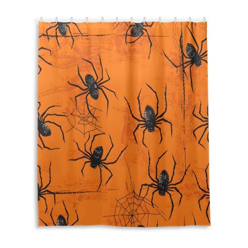 DUOBU Halloween Spiders Shower Curtain Washable Waterproof Fabric Bath Curtain 60x72Inch Shower Curtains with Hooks for Bathroom Decor