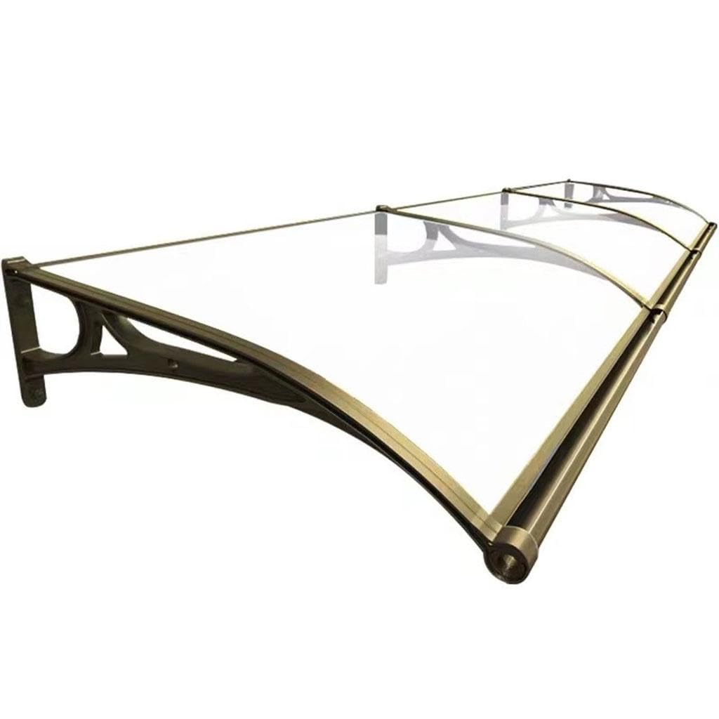 GJMSSMY Polycarbonate Canopy, Door Awning, Outdoor Window Awning, UV Protection Rain & Snow Shield, Curved Support, #5-120x100cm/47x39in - Durable & Weather-Resistant