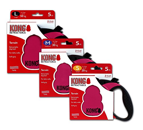 Coleira retrátil para cães Alcott Kong Terrain, média, fúcsia, 4,8 m de comprimento
