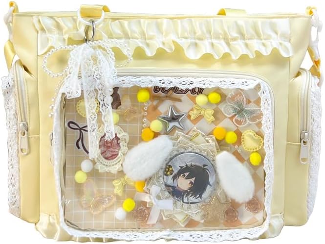 Ita Bag Womens Y2k Cute Hand Bags Kawaii Ita Crossbody Purse Lace Ruffle Trim Crossbody Tote