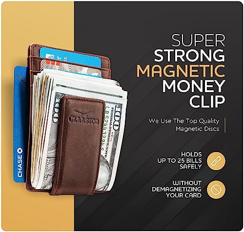 Money Clip Leather Wallet For Men Slim Front Pocket RFID Blocking with Super Strong Magnetic3