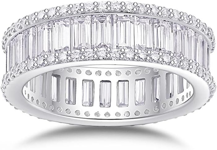 S925 Sterling Silver Ring Mossanite Band Ring Unique Trendy Timeless Women's