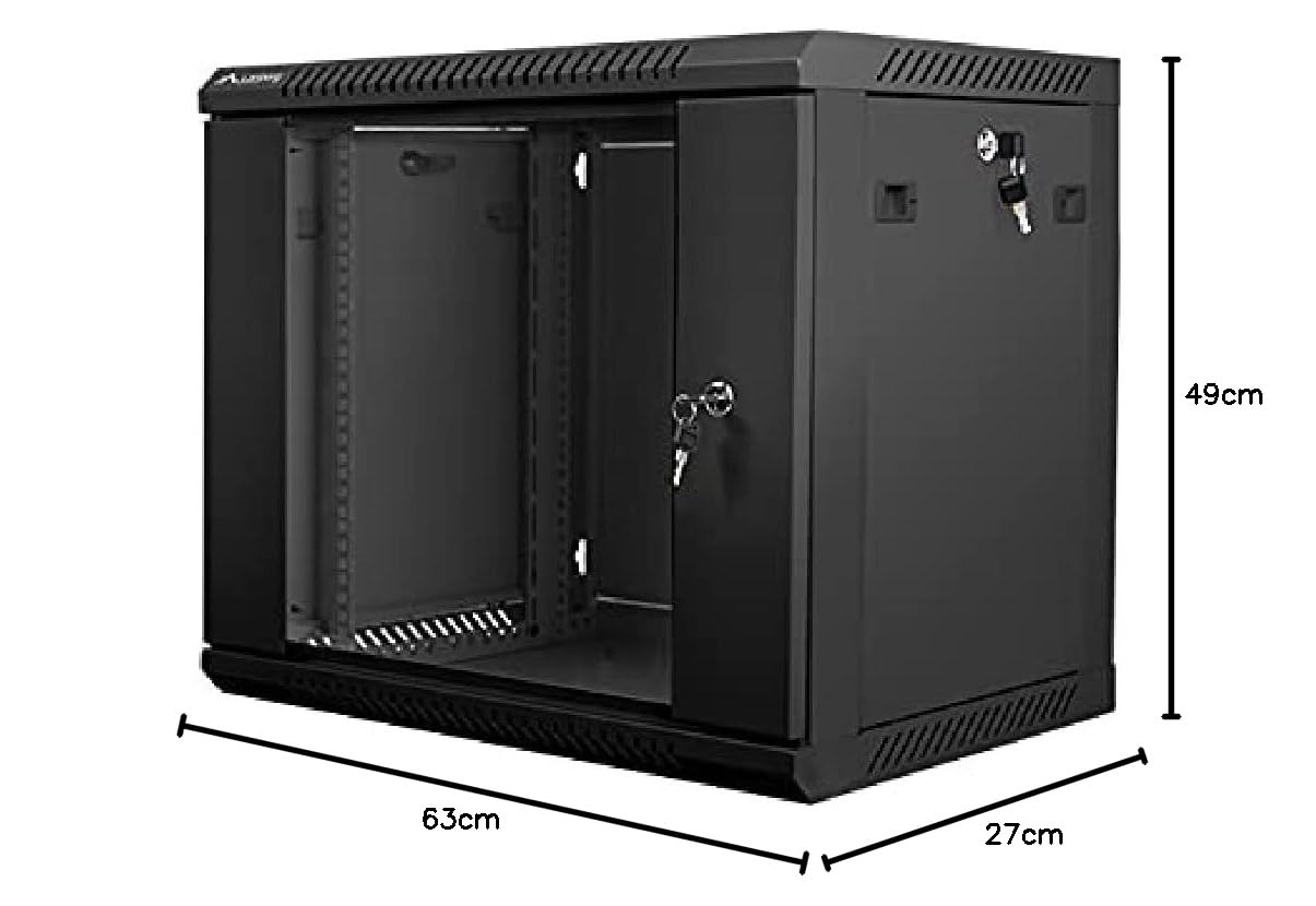 Lanberg Rack Wandschrank 48,30cm (19") 9u/600x450 Glast?r Schwarz (wf01-6409-10b)