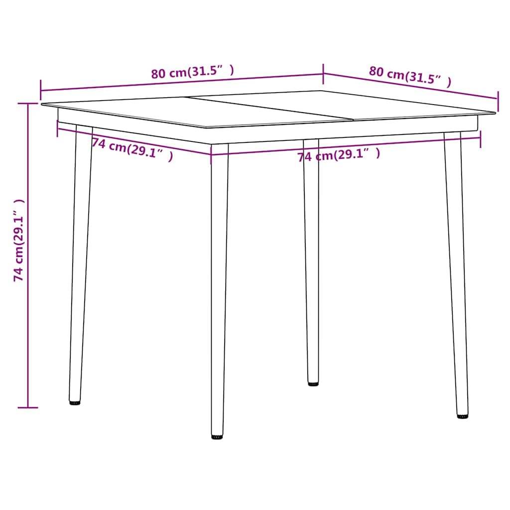 Juego de comedor de jardín de 5 piezas, color negro con mesa de | Estructura de acero con recubrimiento en polvo, sillas de ratán hueco, resistentes al agua, fáciles de limpiar