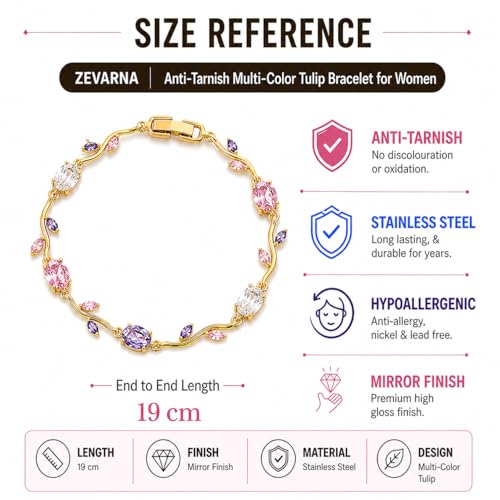 Image of Trending Tulip Bracelet for Women Stylish | Silver and Gold Toned Crystal Floral Tulip Bracelet for Girls & Women | Rapunzel Inspired | Romantic Gift Jewellery