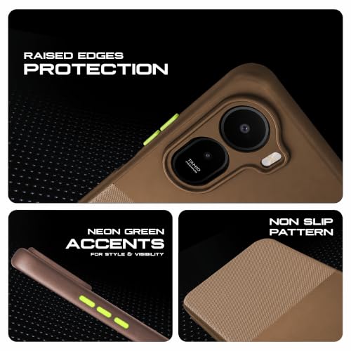 Image of AIBEX Premium Back Cover Case Compatible for Redmi A7 Pro 5G / A7 Pro 4G / Poco C85X 5G|Scratch & Drop Tested Shockproof Matte Texture Case Soft Microfibre Lining Slim Fit Cover Anti-Scratch - Brown