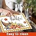 Thanksgiving Placemats Set of 6 Thanksgiving Day Plastic Table Mats Welcome Fall Place Mats Washable Vinyl Rustic Holiday Table Decoration for Indoor Outdoor Autumn Party Kitchen Dining