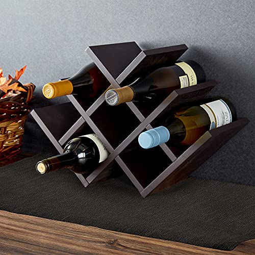 Kamenstein Butterfly Countertop Free-Standing Wooden Wine Rack, Dark Brown, 8-Bottle - - Image 6
