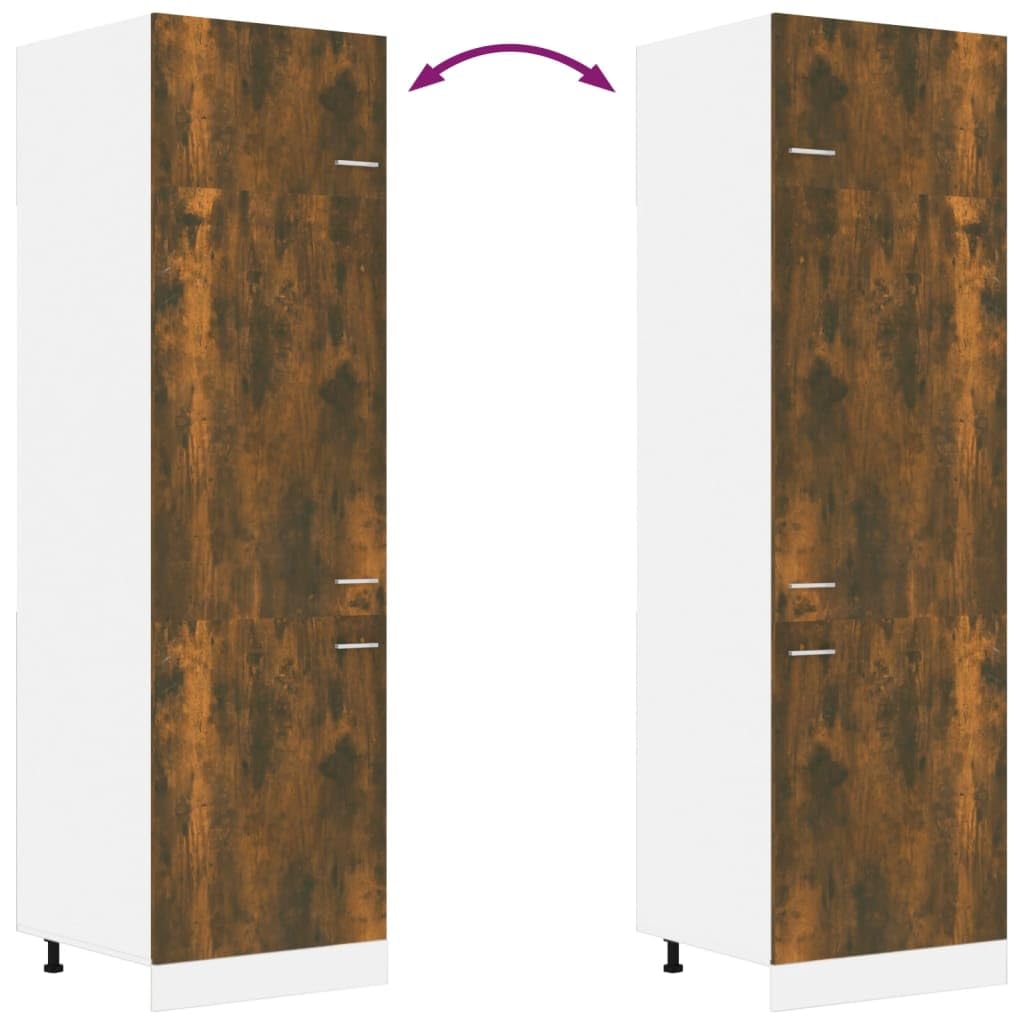 Práctico armario para frigorífico con superficie lisa y líneas limpias: armario de pared moderno con estante para cocina y diseño minimalista y espacio en efecto ahumado