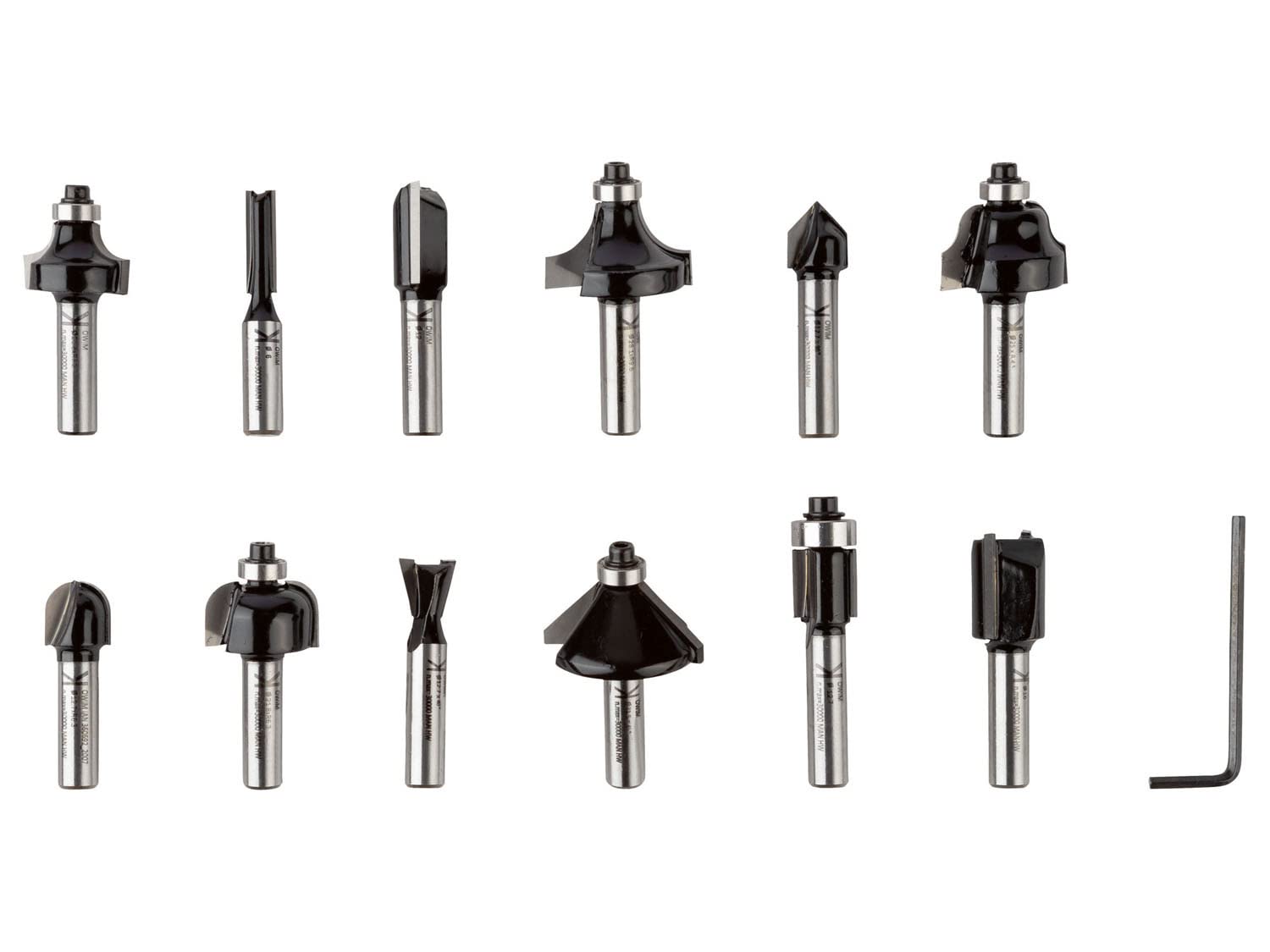 Parkside Punta per fresa, 12 pezzi, fresa arrotondata, fresa per scanalature, fresa cava