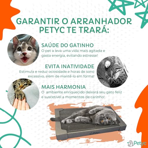 Arranhador PETYC Resistente e Espesso – Papelão Ondulado Dupla Face, Tapete Arranhador para Gatos, P