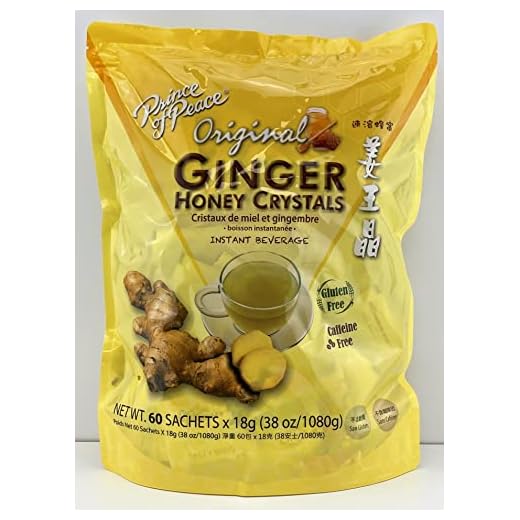 Instant Ginger Honey Crystals Family Value Pack 60 Sachets 18g per Sachets (Total 38oz/ 1080g) By Prince of Peace