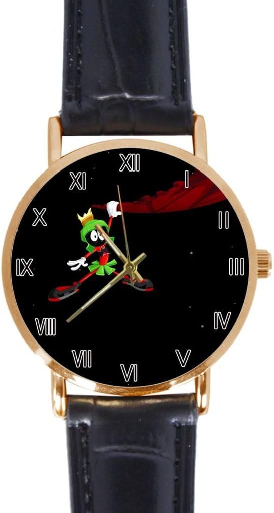 MARVIN THE MARTIAN LOGO Custom 100% NEW genuine leather Band fashion adult's Sport wrist watch