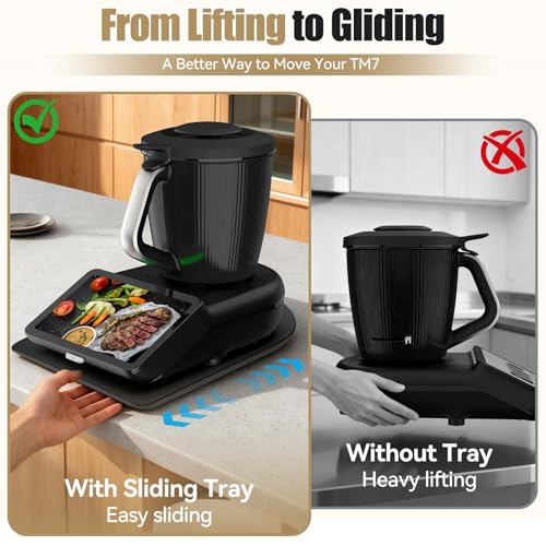 Gleitbrett für Thermomix TM7, Brett für Thermomix mit Rollen & Gummifüßen, Leicht zu Bewegen, Schützt die Waage, Robust und Pflegeleicht, Praktisches Zubehör für Thermomix TM7