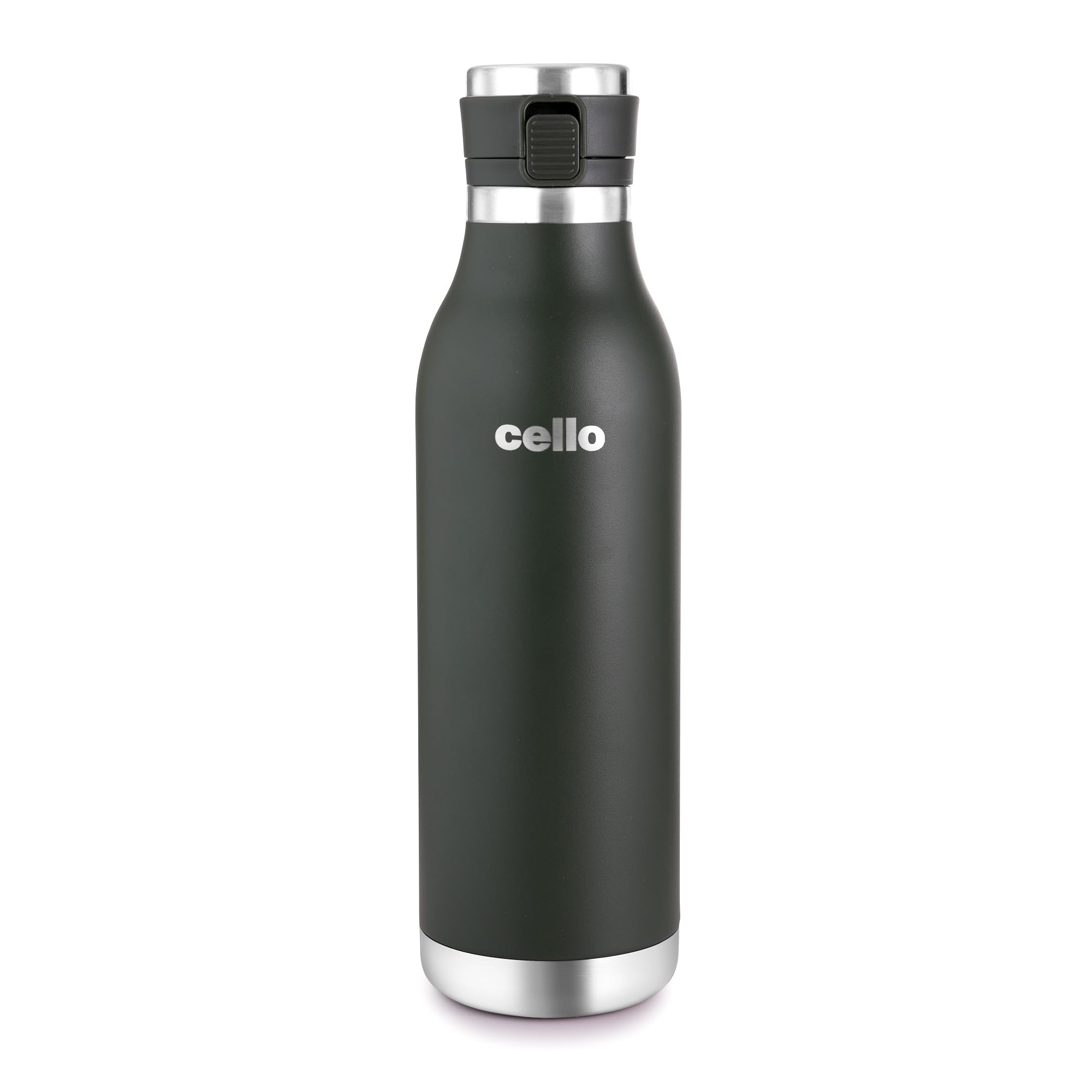 Cello Duro Jet Double Walled, Duro Tuff Steel Series, Vacusteel Water Flask with Durable DTP Coating,600 ml, Green