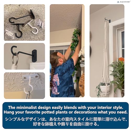 Ceiling-Hooks-Heavy-Duty-2-Pack-Plant-Hooks-for-Ceiling-Hanging-Hook-for-Hanging-Basket-Hook-Light-Bird-Feeders-Wind-Chimes-Decor-Indoor-Outdoor-White-2-Pack-Square-style-ceiling-hooks-for-hanging-pla