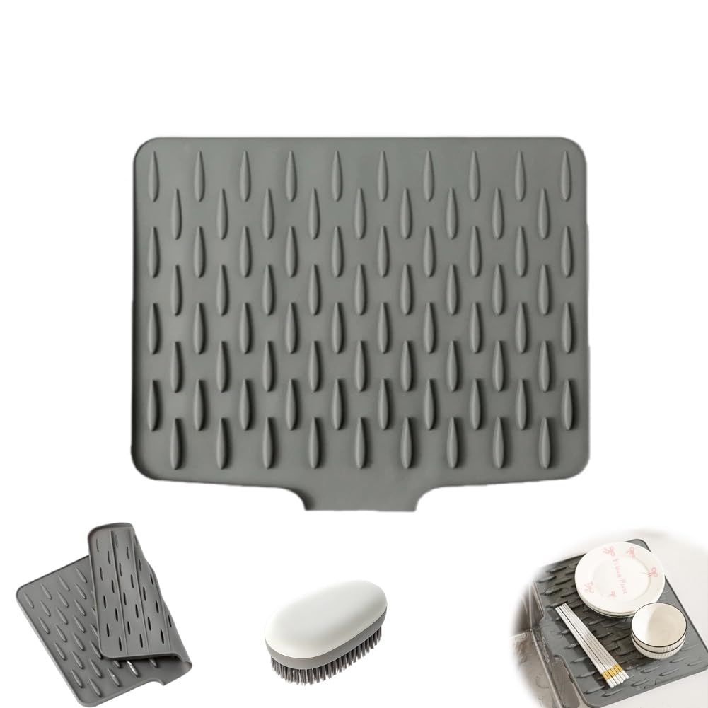 Silikon-Abtropfmatte Für Die Küchenarbeitsplatte – Auslaufsicher & Rutschfest, 40x32,5 Cm | Grau