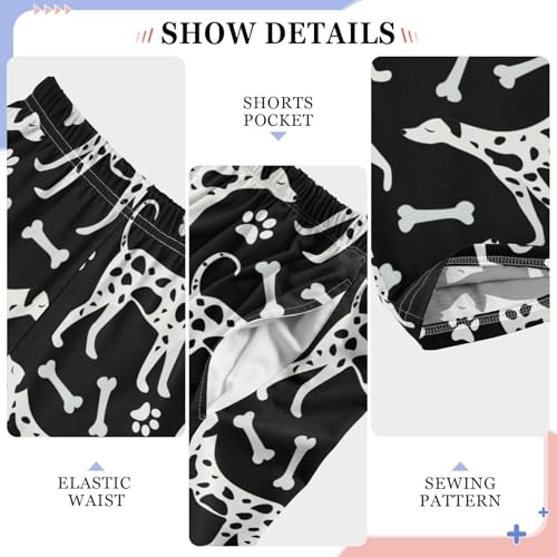 Boys' Pants Dalmatian Dogs Paws Light Black Long Bottoms Jogger Pants Elastic Waist Trousers with Pockets S-XL4