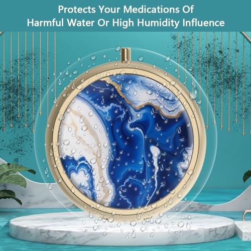 Image of Hion Pill Case Pill Box with Mirror Retro Small Pill Case for Purse or Pocket Bronze Pill Box or Vitamins, Fish Oil, Supplements, Pill Containe Travel Gifts (2PCS)