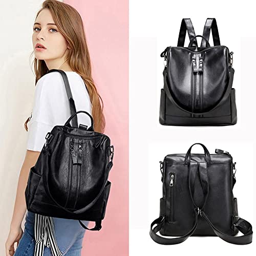 Mochila para mujer – Bolso de hombro grande de poliuretano con correa desmontable, ideal para viajes, universidad y escuela miniatura 2