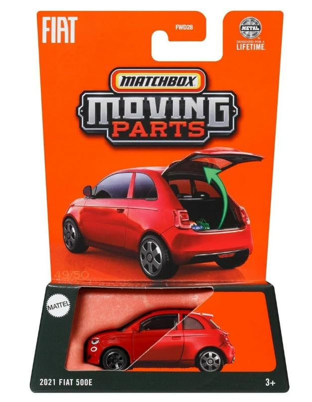 Matchbox Moving Parts 2021 Fiat 500E Rojo 1:64 miniatura 1