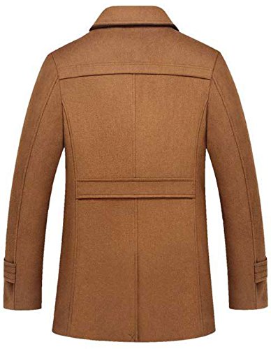 Image of chouyatou Men's Gentle Layered Collar Single Breasted Quilted Lined Wool Blend Pea Coats