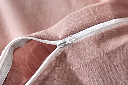 Image of F.Y.Dreams 100% Washed Cotton Duvet Cover for Weighted Blanket 48x72 inches with 16 Ties, Zipper on Long Side /Dust Pink /Just Duvet Cover