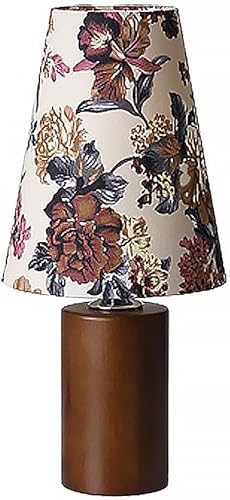 Lamp for Desk Romantic Atmosphere Table Lamp Solid Wood Retro Floral Table Lamp Bedroom Fabric Table Lamp Desk Lamps for Home Office