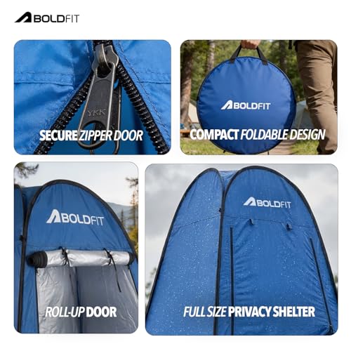 Image of Boldfit Instant Pop-Up Privacy Tent for Camping & Travel, Waterproof Portable Changing Room, Shower & Toilet Tent with UV Protection, Foldable Outdoor Shelter for Beach, Hiking & Camping Use