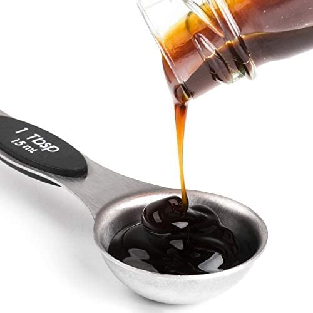YXSH Juego De Cucharas Medidoras Magnéticas Cucharadita De Acero Inoxidable De Doble Cara para Medir Ingredientes Secos Y Líquidos