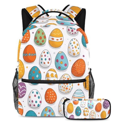 Sac à dos avec trousse à crayons multicolore imprimé festif étudiants