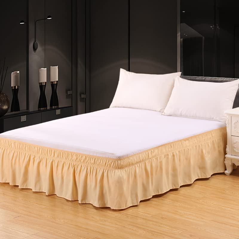 Yinghesheng Polyester Wrap Around Frilled Valance Bed Skirt,Single Double King Super King Elastic Dust Ruffles Bedskirts,Easy Care, Machine Washable,yellow,Super king — image 1