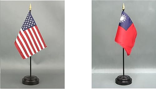 Miniatura 109 de Juego de banderas de escritorio de Afganistán, hecho en Estados Unidos, de rayón de 4 x 6 pulgadas, escritorio de oficina y pequeñas banderas